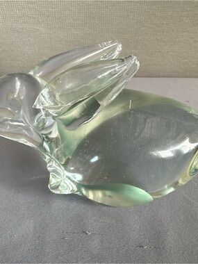 Clear Light Green Glass Decorative Sculpture - Home Art Accent
